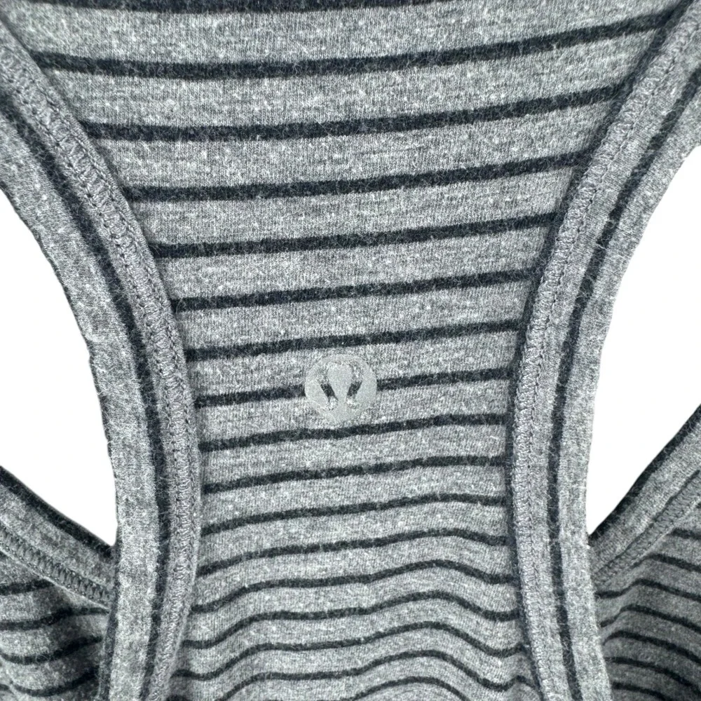 Lululemon Striped Racerback Tank Top Grey Black Slim Fit Activewear Womens S - Picture 4 of 10